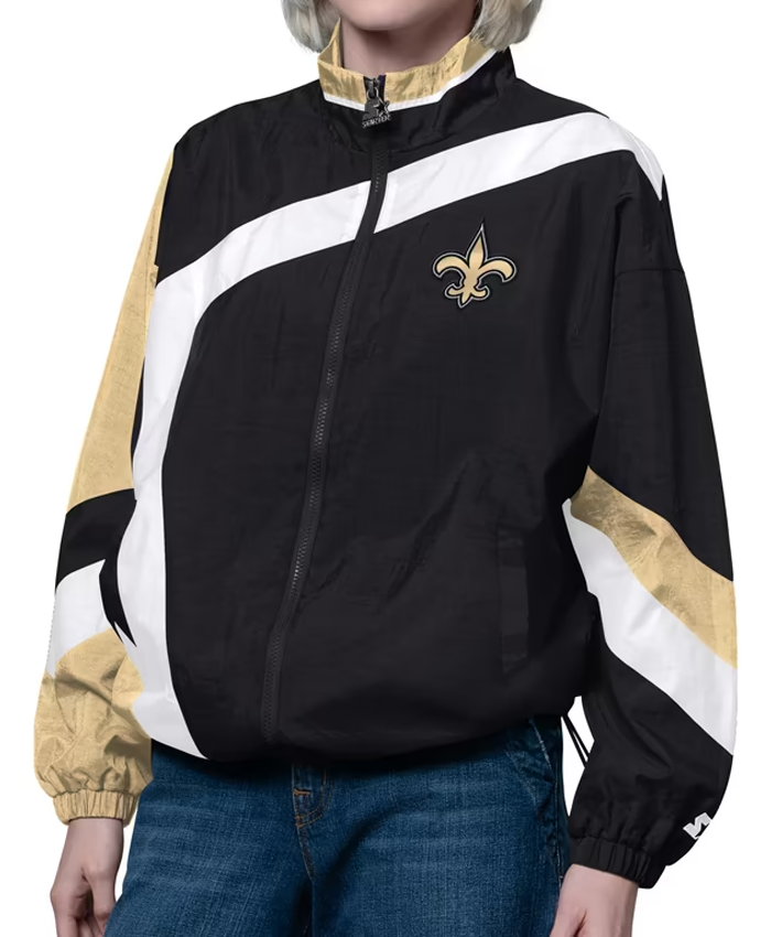 Women’s New Orleans Saints Starter Black/Gold Vintage Windbreaker Jacket