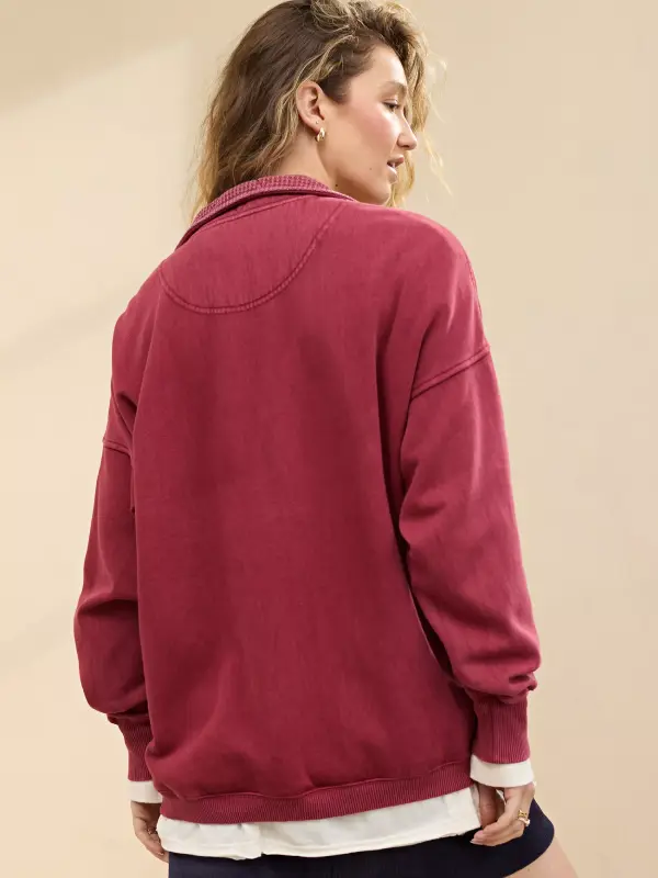 Aerie Getaway Quarter Snap Sweatshirt - Image 3