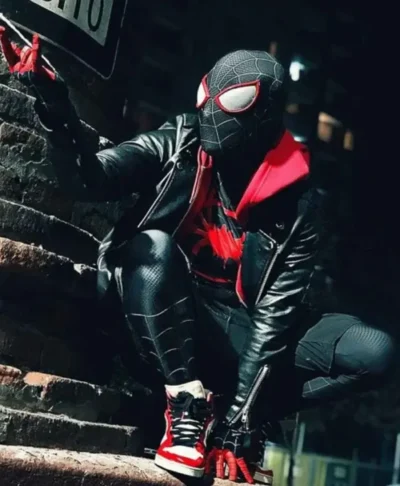 buy Spiderman Black Miles Morales Black Biker Jacket