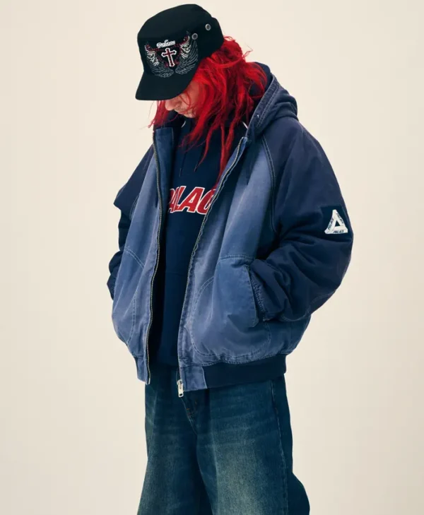 buy now Palace Blue Washed Zip-Up Fall 2026 Hooded Jacket