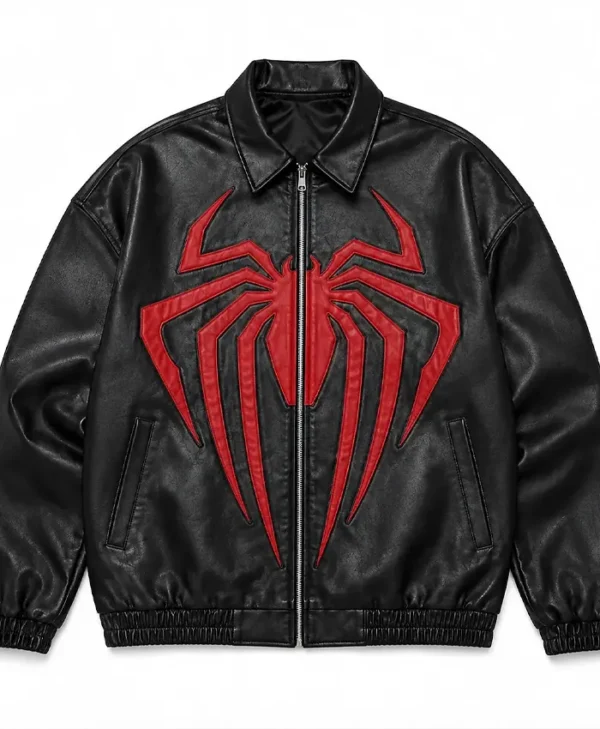 order SpiderMan Oversized Leather Bomber Jacket