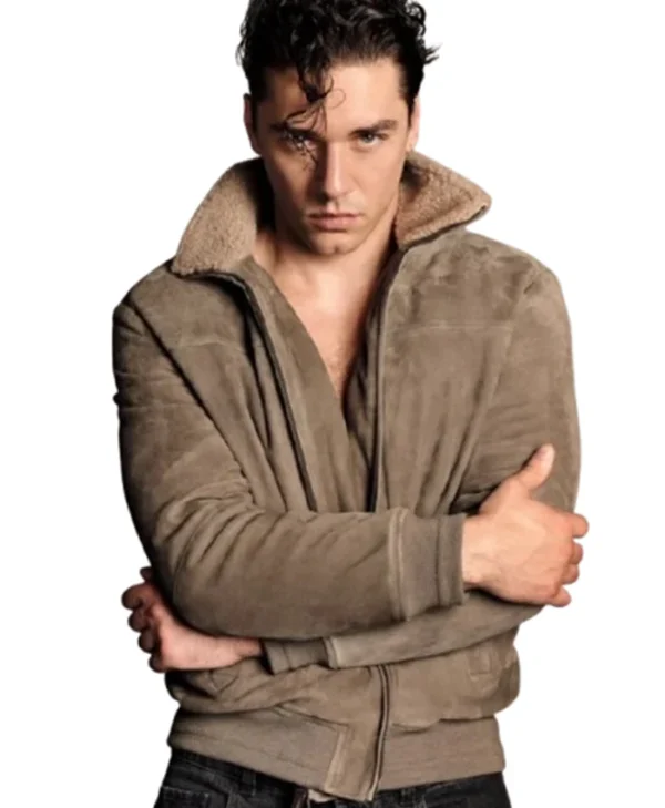 order now Belmont Cameli VMAN Photoshoot Suede Jacket