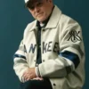 order now Jason Alexander New York Yankees White Leather Jacket