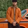 order now Kith for BMW Orange Leather Hawthorne Flight Jacket