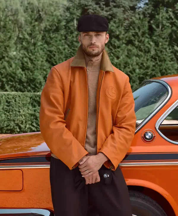 order now Kith for BMW Orange Leather Hawthorne Flight Jacket