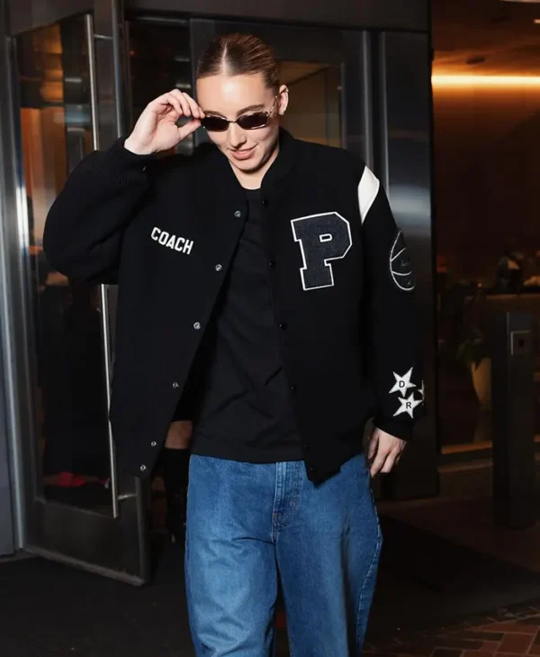 order now Paige Bueckers Custom Coach Black Varsity Jacket