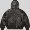 order now Supreme Studded Hooded Black Leather Jacket