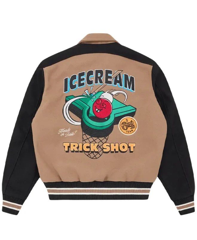 shop Icecream Trick Shot Collared Varsity Jacket