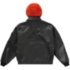 shop Supreme Stone Island Leather Bomber Jacket