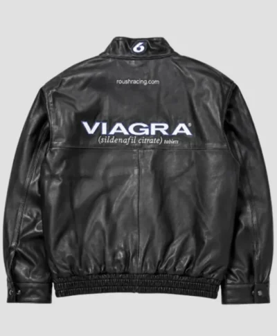 shop now Drake Viagra Racing Black Leather Jacket