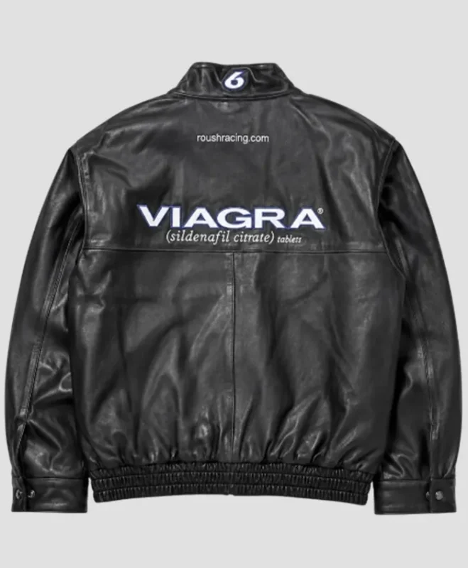 shop now Drake Viagra Racing Black Leather Jacket