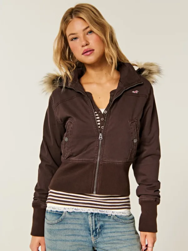 shop now Hollister Peyton Brown Twill Jacket