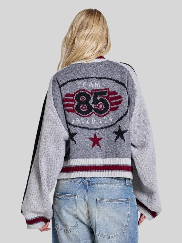shop now Jaded London Team 85 Knitted Bomber Jacket