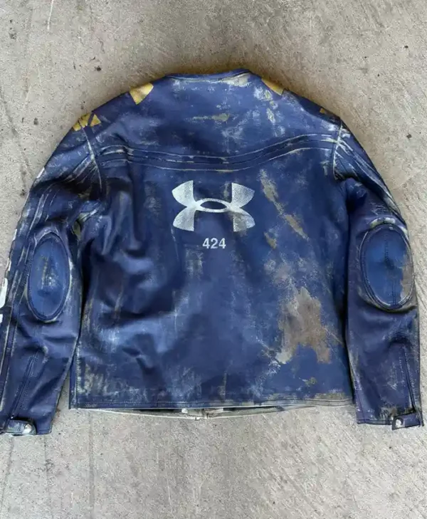 424 x Under Armour Blue Leather Jacket