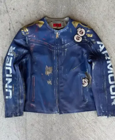 424 x Under Armour Blue Leather Jacket