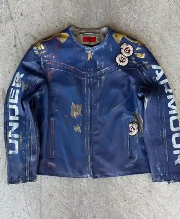 424 x Under Armour Blue Leather Jacket