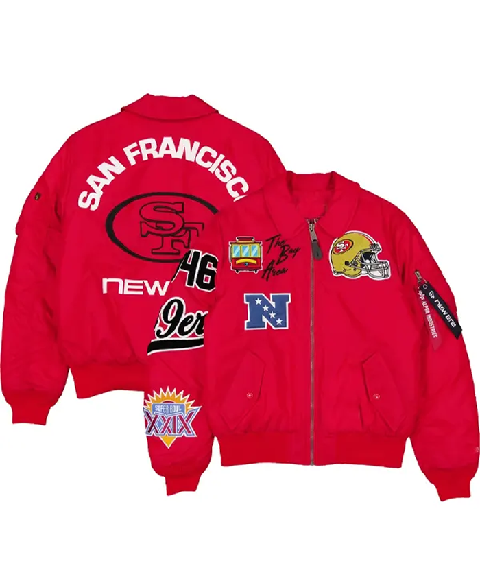 49ers New Era x Alpha Industries MA-1 Flight Red Jacket