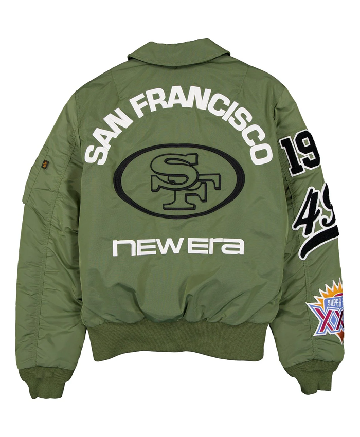 49ers New Era x Alpha Industries Sage Green MA-1 Bomber Jacket