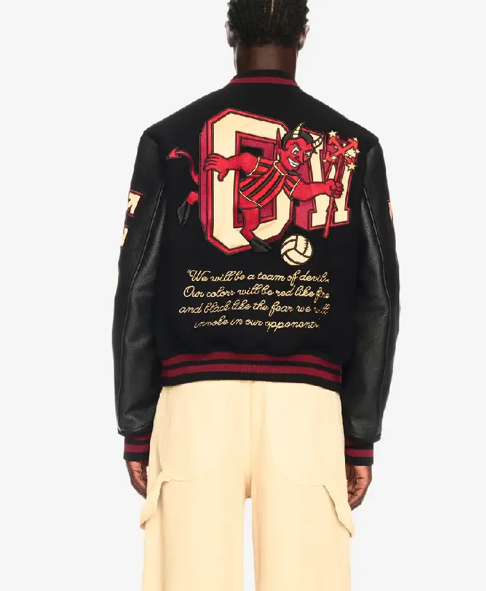 AC Milan Off White Black Varsity Jacket