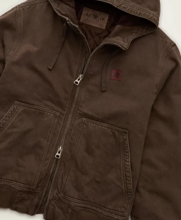 AE x Lamine Yamal Brown Hooded Denim Jacket