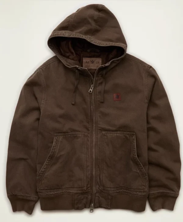 AE x Lamine Yamal Brown Hooded Denim Jacket