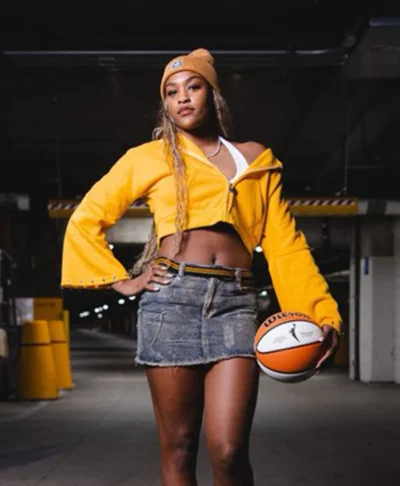 Aaliyah Edwards WNBA Yellow Fleece Jacket