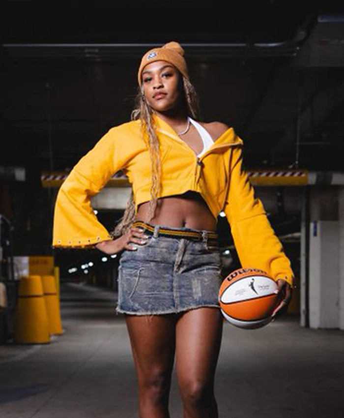 Aaliyah Edwards WNBA Yellow Fleece Jacket