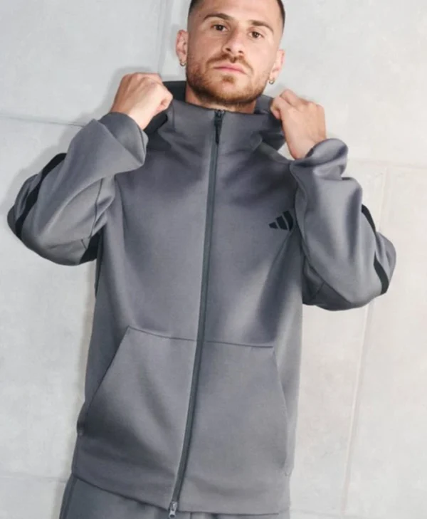 Adidas ZNE Hooded Grey Zip Up Track Jacket