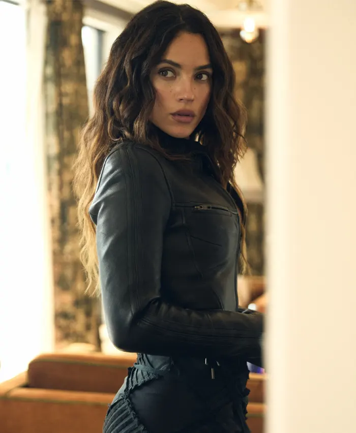 Adria Arjona Onslaught Press Day Leather Jacket