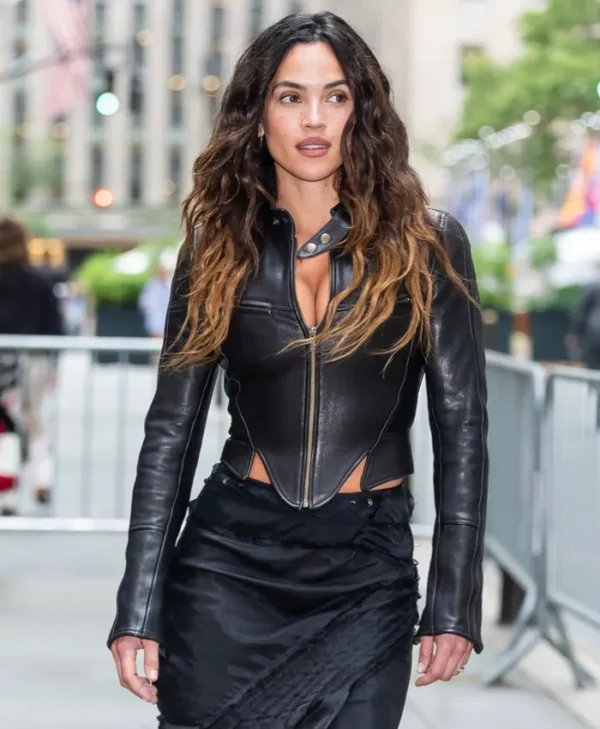 Adria Arjona Onslaught Press Day Leather Jacket