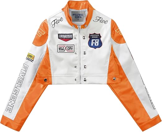 Aelfric Eden Cropped Leather Moto Racing Jacket