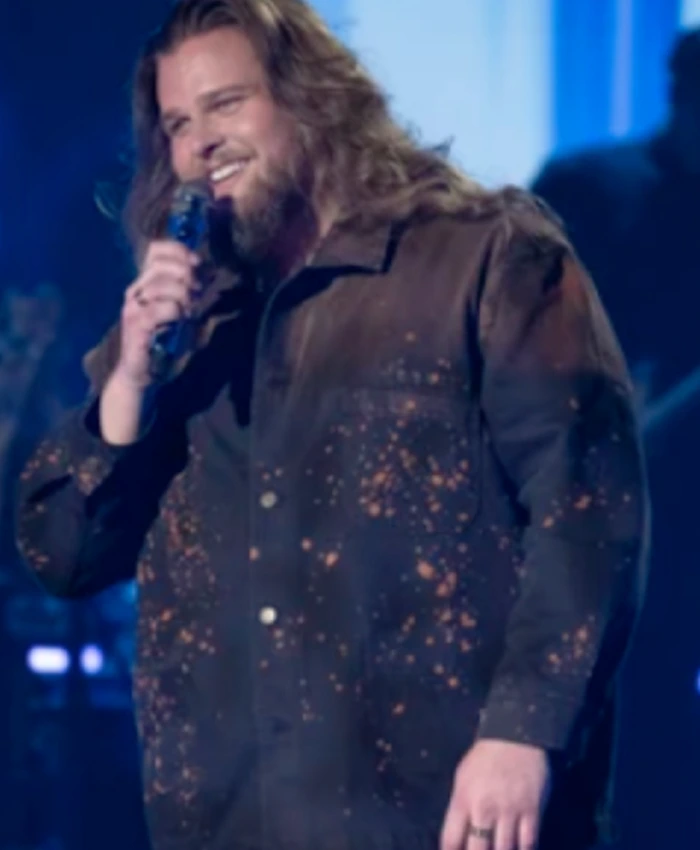 American Idol S24 Chris Tungseth Paint Splatter Denim Jacket