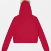 Amita Rao Red Star Print Fur Hooded Jacket