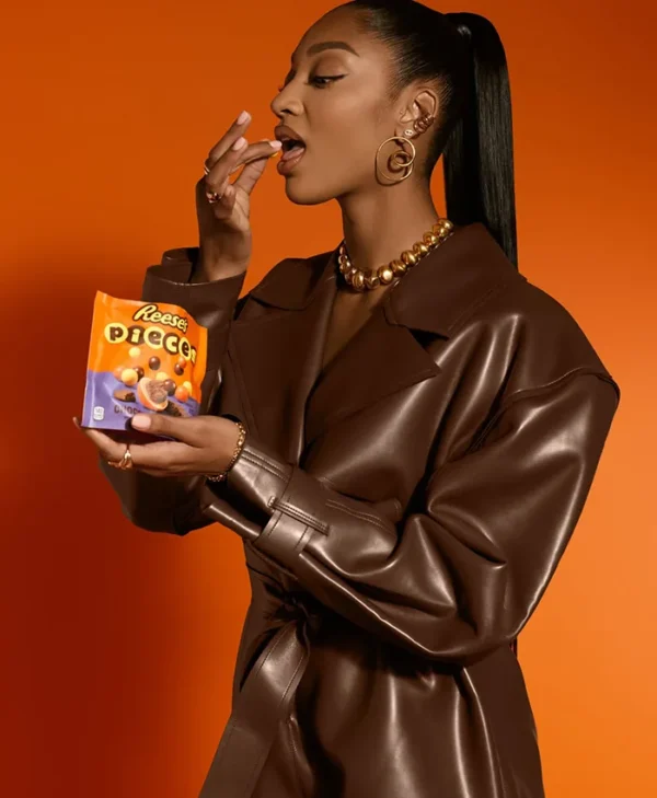 Angel Reese Reeses Peanut Butter Brown Leather Jacket