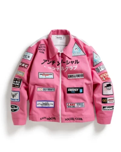 Anti Social Social Club Patched Up Racing Pink Jacket