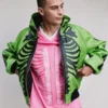 Awake NY Fall 26 Skeleton Green Leather Hooded Jacket