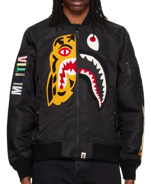 BAPE Tiger Shark Bomber Black Jacket