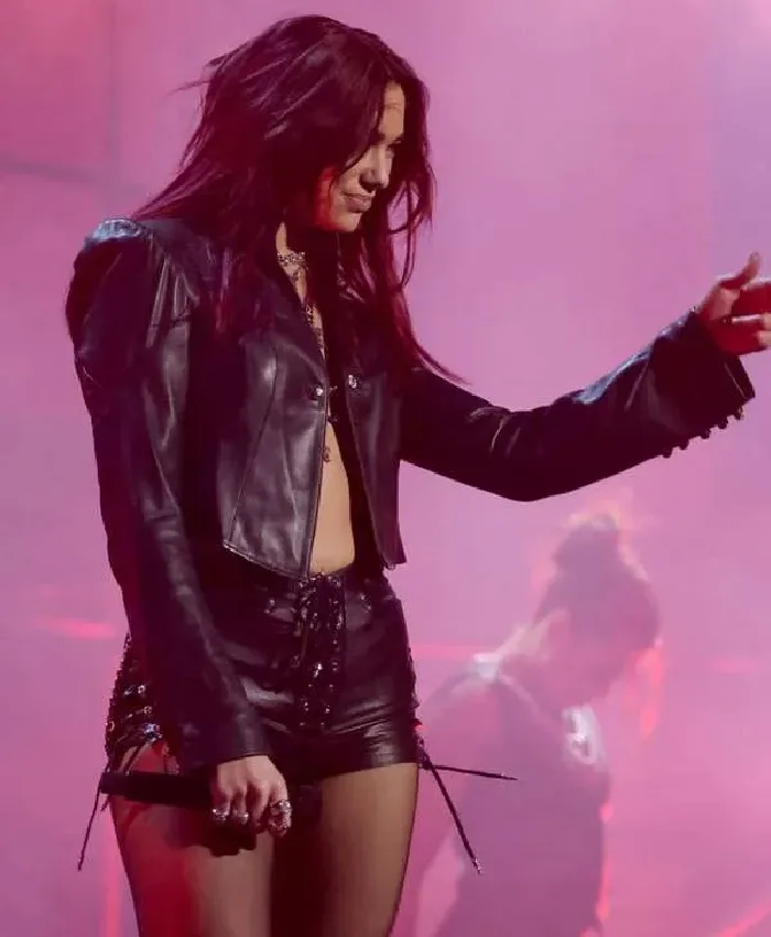 BRIT Awards Dua Lipa Black Leather Jacket