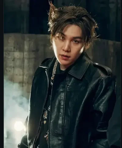 BTS Suga Hooligan Black Leather Jacket
