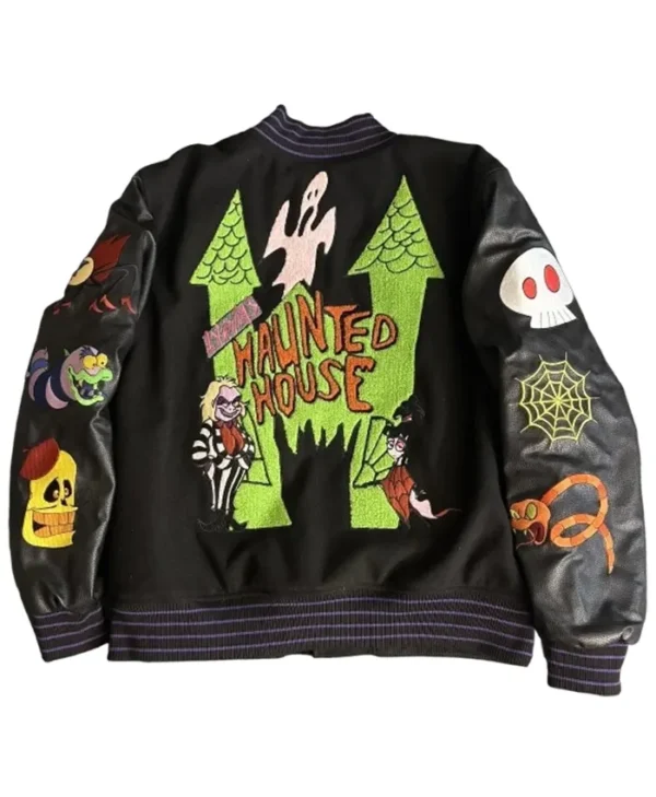 Beetlejuice Embroidery Black Letterman Varsity Jacket