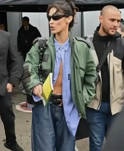 Bella Hadid The Balenciaga Show Leather Jacket