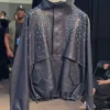Bespoke Blue Leather Anorak Diamond Jacket