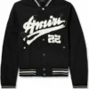 Bijan Robinson Amiri Distressed Logo Wool Bomber Coat
