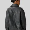Black Satin Quince Oversized Zip Front Bomber