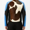 Blue Dyed Calf Hair Real Leather Jacket