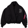 Boston Red Sox x Alpha x New Era Black Shawl Collar Flight Jacket
