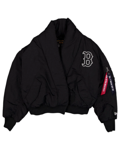 Boston Red Sox x Alpha x New Era Black Shawl Collar Flight Jacket