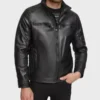 British Style Men’s Black Leather Moto Jacket