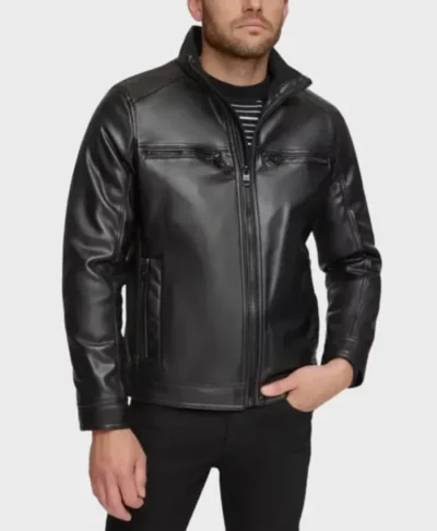 British Style Men’s Black Leather Moto Jacket