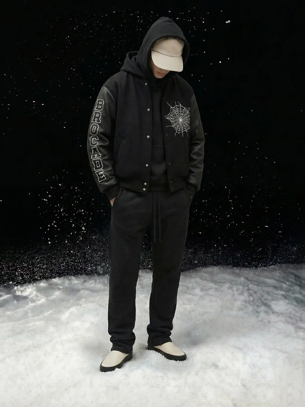 Brocade Gothic Leather Sleeve Varsity Jacket